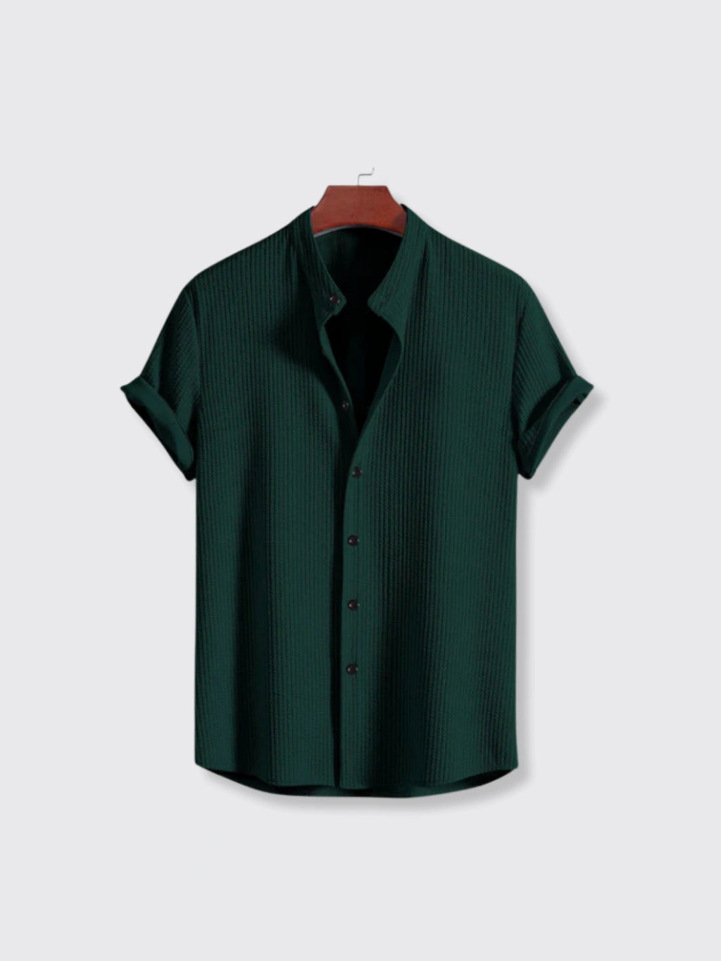 Short Sleeve Loose Shirt Dark Green