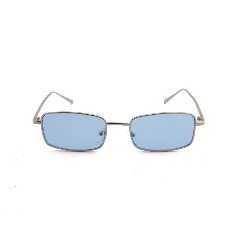 Retro Sunglasses For Men And Women Silver Frame Blue Lens