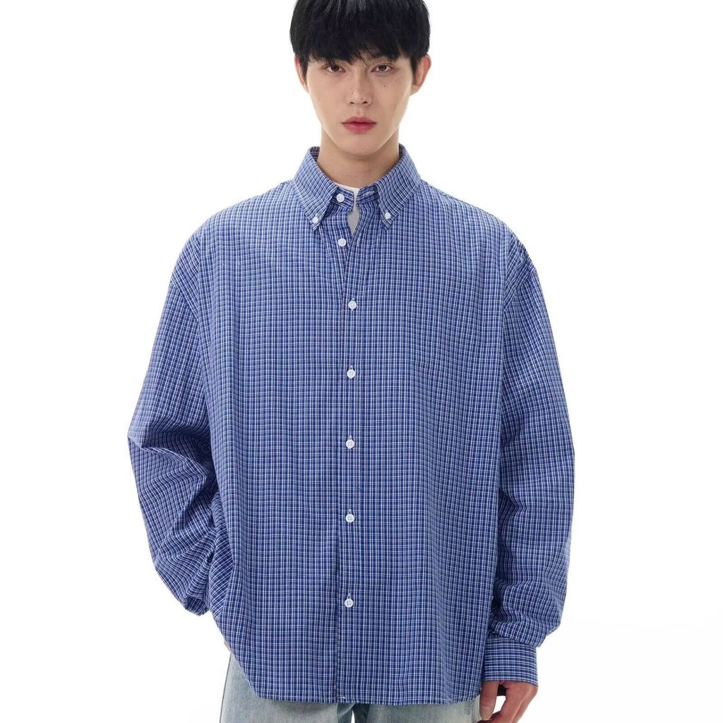 Retro Classic Blue Plaid Shirt