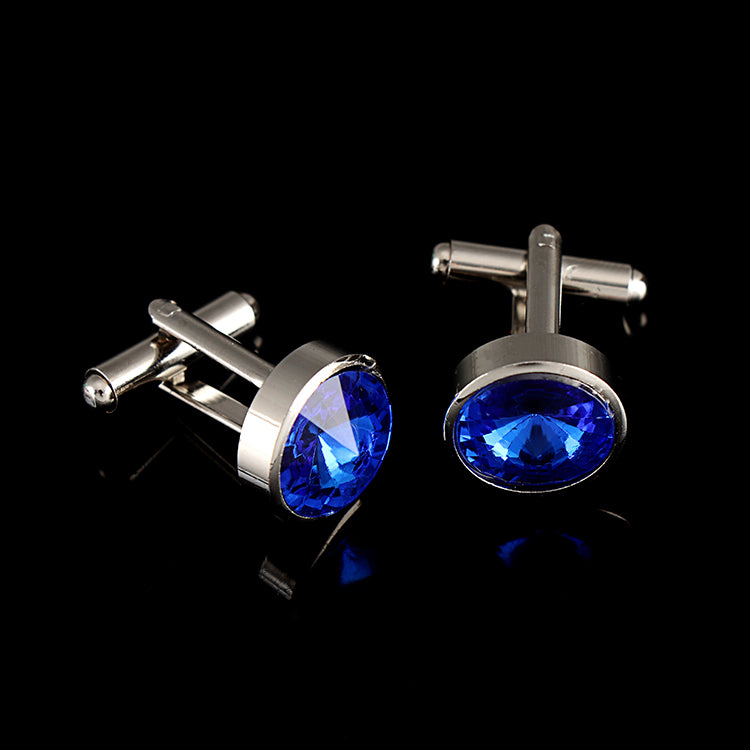 Multicolor French Men's Shirt Metal Cufflink Royal Blue
