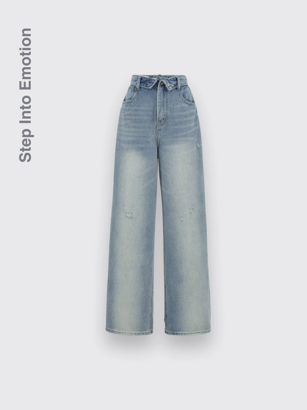Wide-leg Pants With A Curled Hem Light Blue L