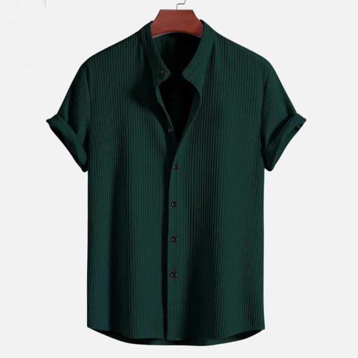 Short Sleeve Loose Shirt Dark Green XS