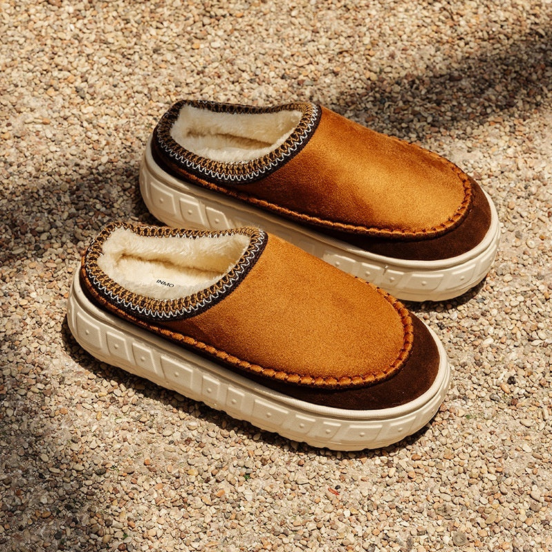 New Non-slip Plus Velvet Slippers Caramel Coffee