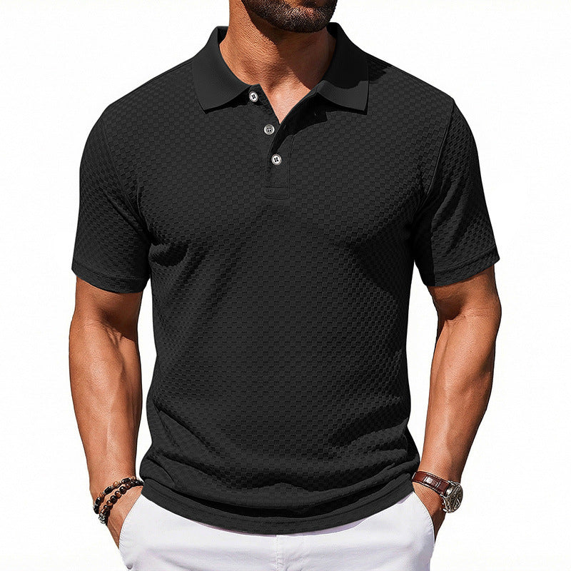 Mens Plaid Polo Shirt Breathable