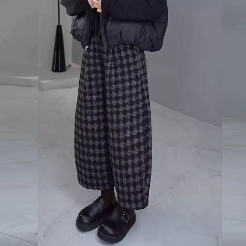 Plaid Casual Wide-leg Pants