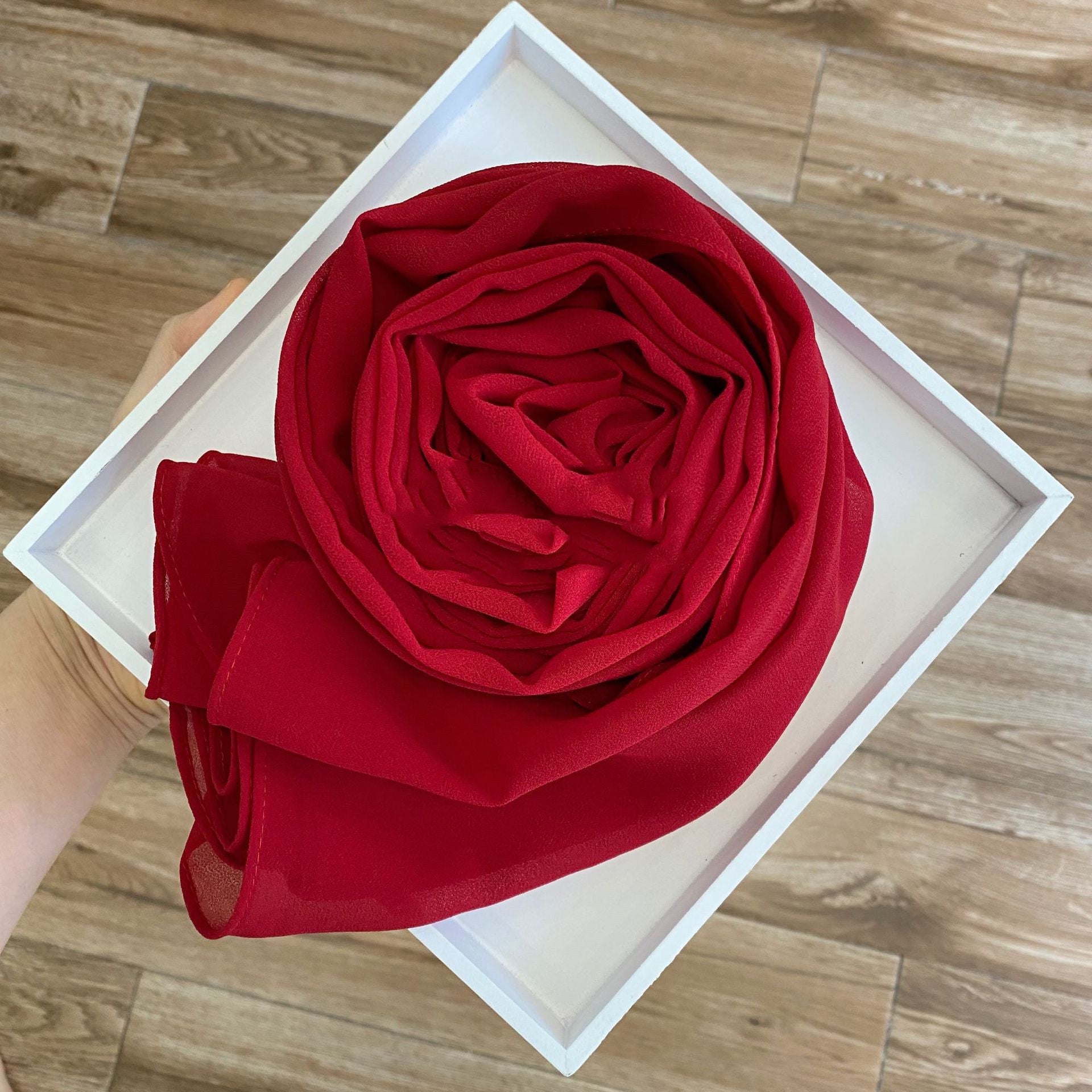 Women's Hijab Solid Pearl Chiffon Scarf Blaze Red