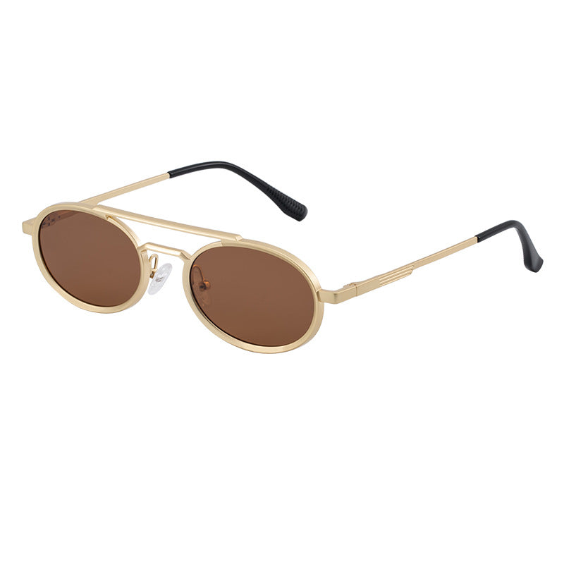 Retro-style Oval-frame Steampunk Sunglasses C4