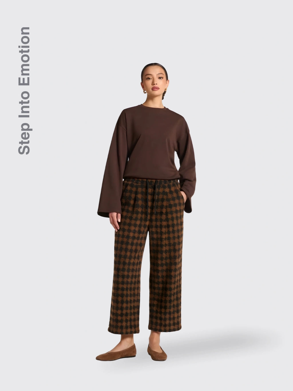 Plaid Casual Wide-leg Pants
