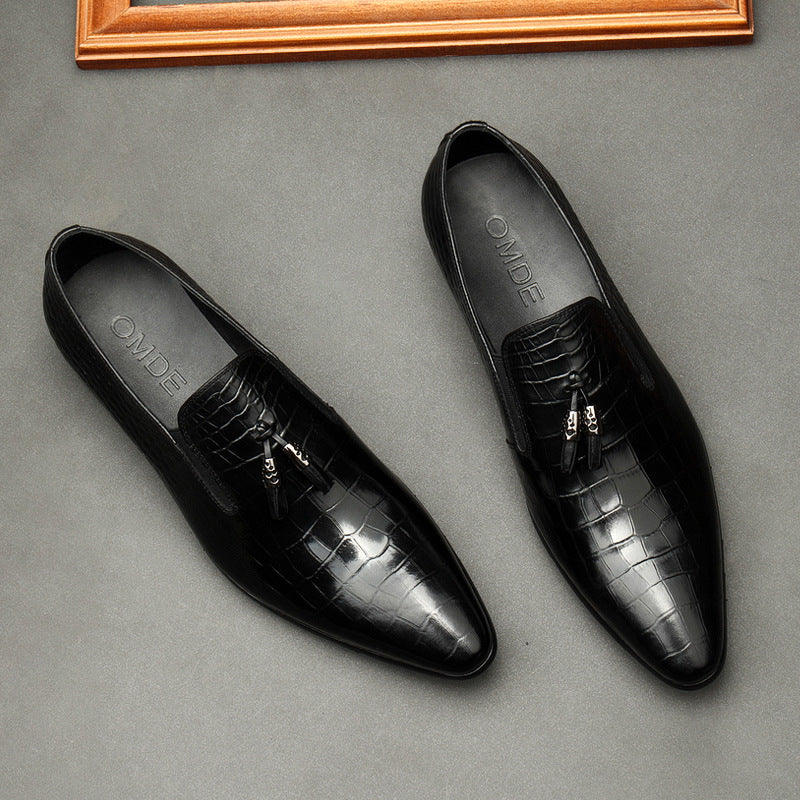 Formal Men Business Dress Pointed Toe Shoes Genuine Leather Mens Black