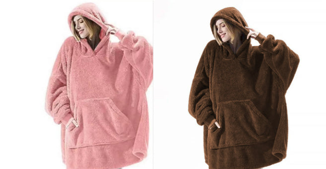 Hoodie Sweatshirt With Big Pocket Wearable Blanket