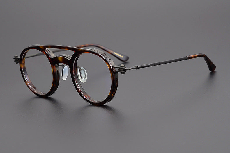 Personalized Couple Style Handmade Art Round Myopia Glasses Full Frame Plate Tide Black tortoiseshell