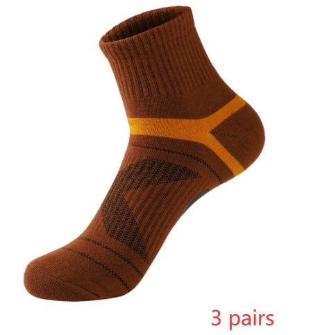 Sports socks basketball socks Brown 3pcs One size