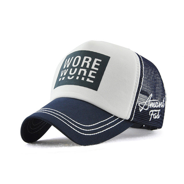 Letter Net Baseball Cap White