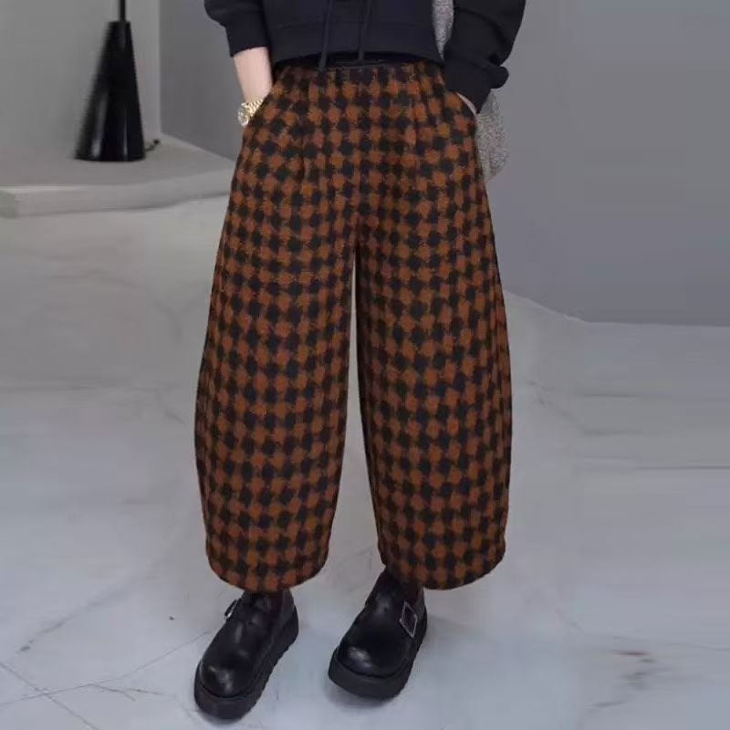 Plaid Casual Wide-leg Pants