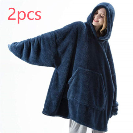 Hoodie Sweatshirt With Big Pocket Wearable Blanket