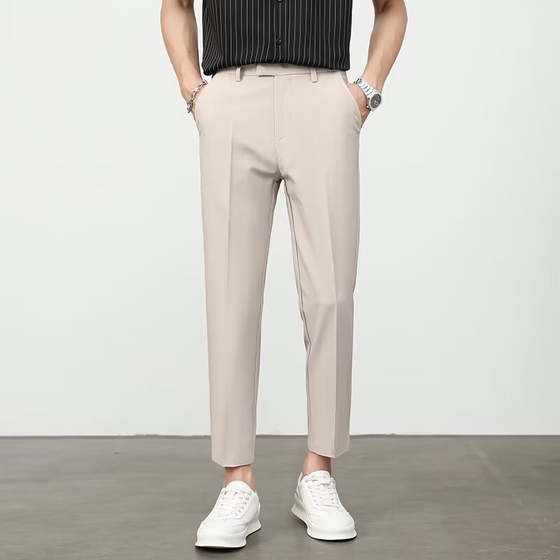 British-style Dapper Mens Dress Pants For Men Khaki