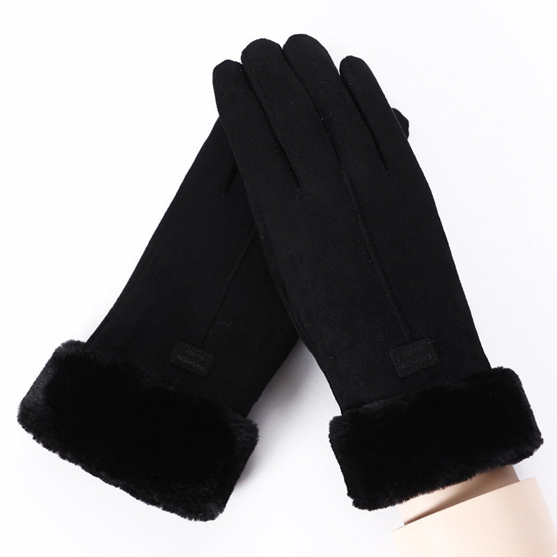 Touchscreen Compatible Thermal Gloves For Women Cyclists Black Free Size