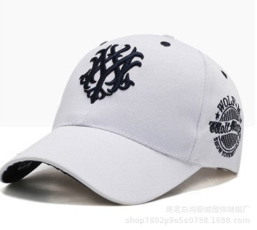 Baseball Outdoor Leisure Sports Peaked Cap White With Dark Blue Adjustable