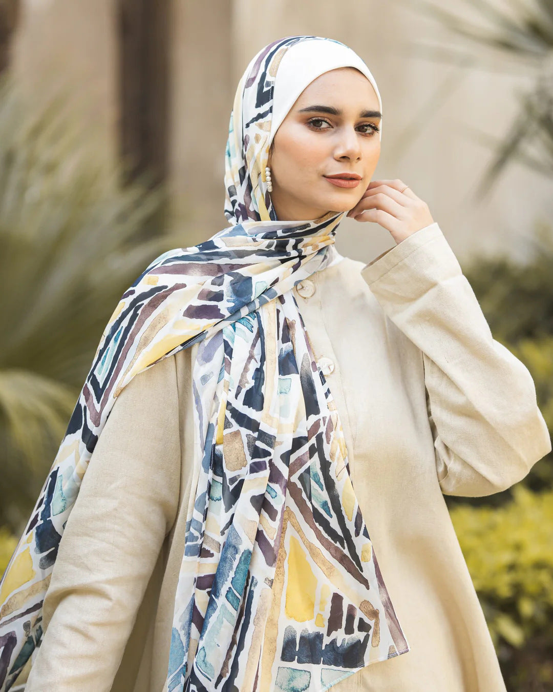 Satin Hijab Printed Shawl Headscarf 2style Above 175cm