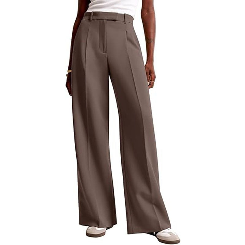 Casual Straight-Leg Business Suit Pants Caramel Mocha
