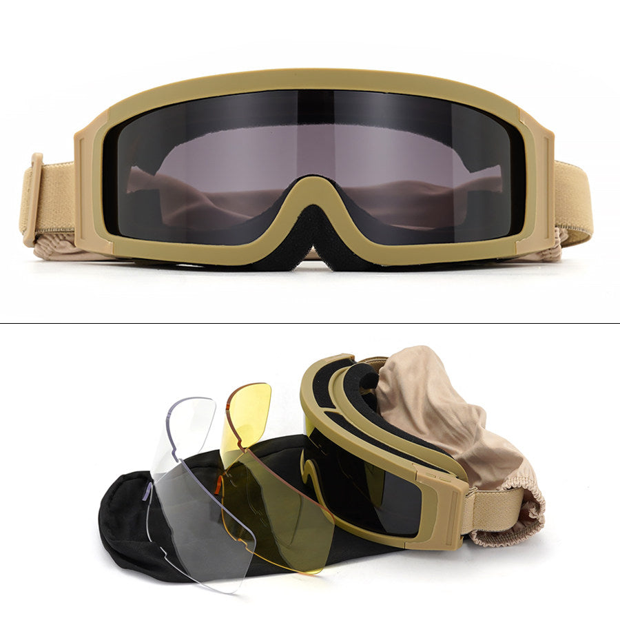 Anti Fog Tactical Anti Explosion Shooting Glasses Can Be Worn For Myopia Khaki