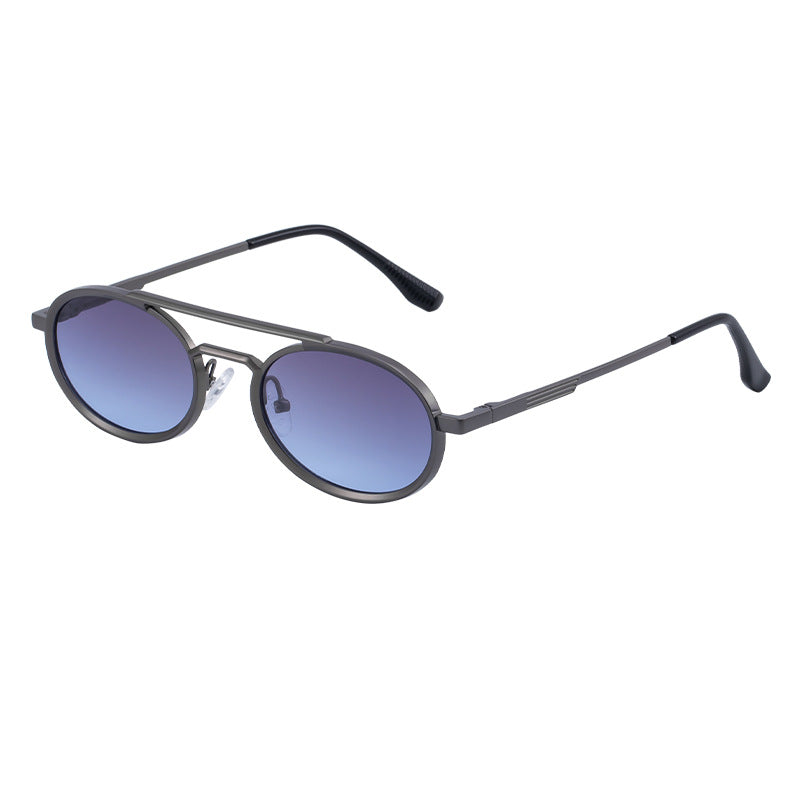 Retro-style Oval-frame Steampunk Sunglasses C3