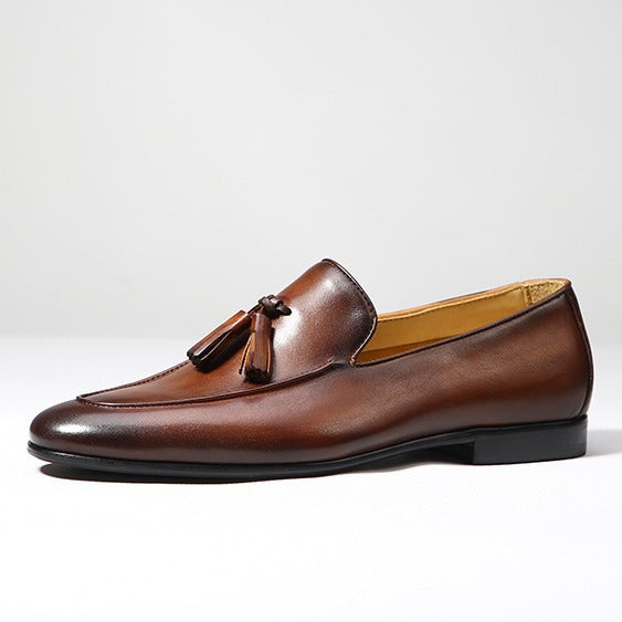 Leather Tassel Breathable Loafers
