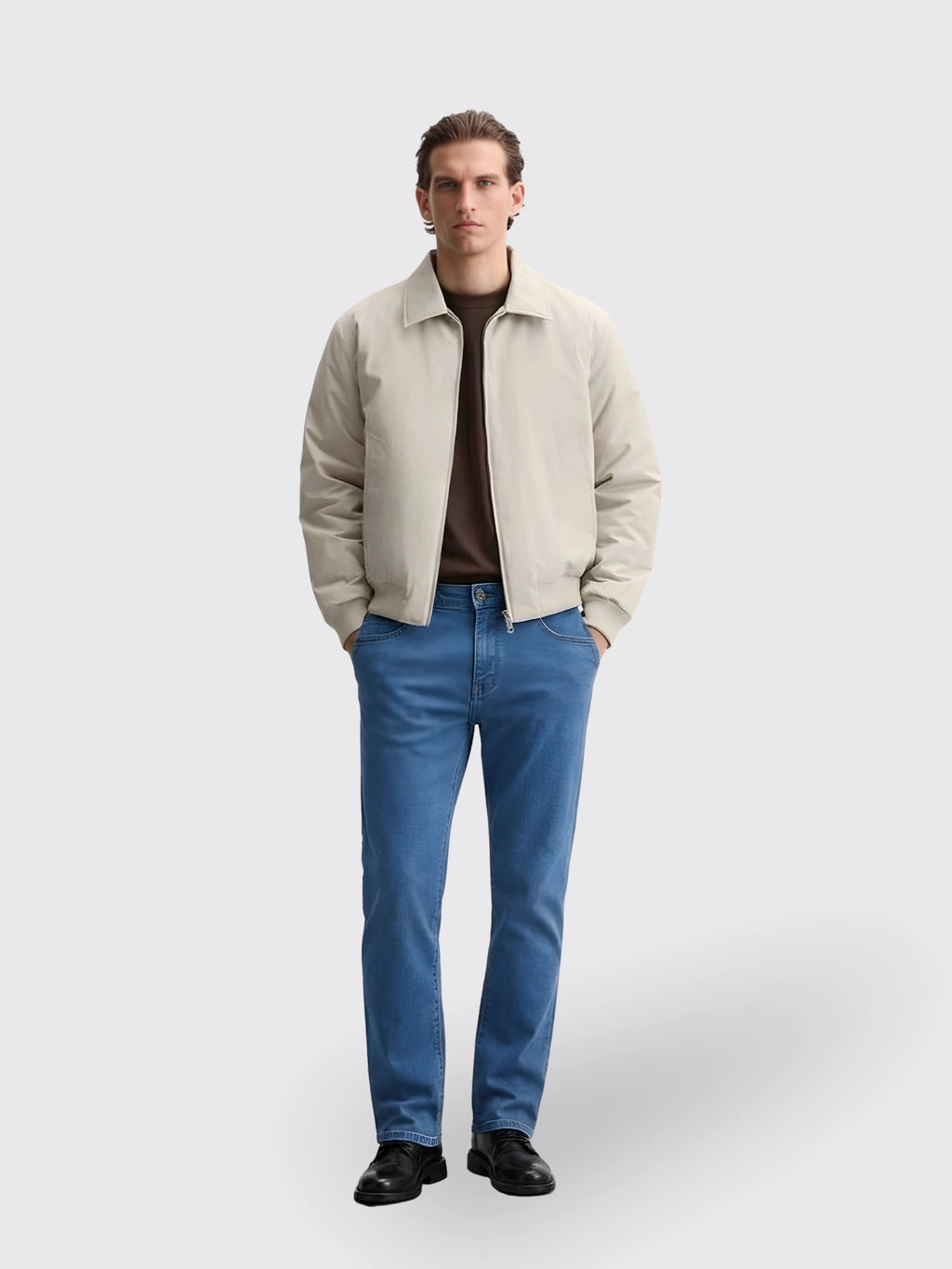 Denim Pants Loose Straight Leg Style For Middle Aged Men