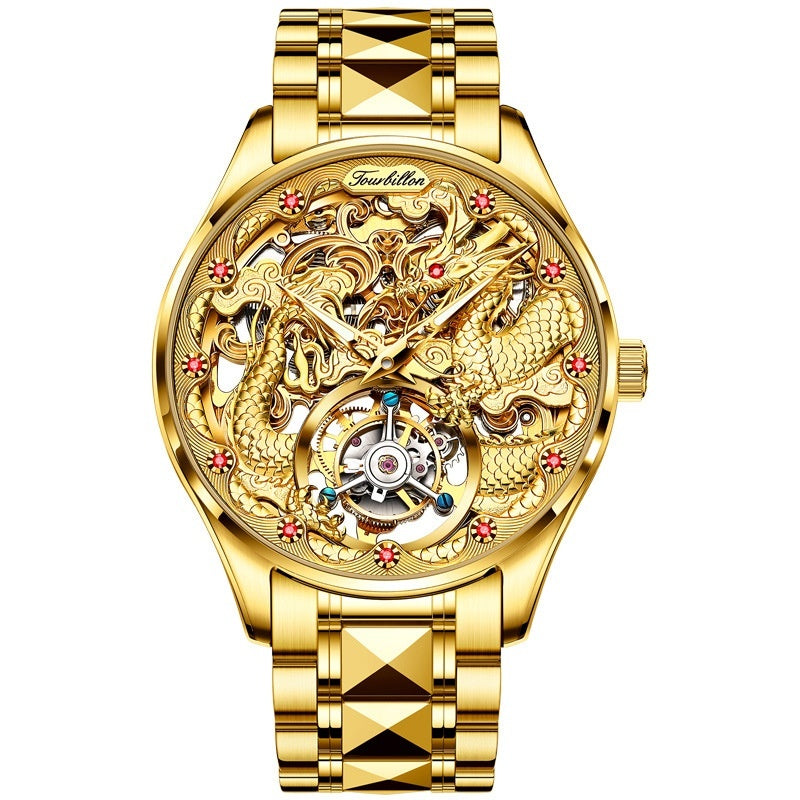 Luxury Golden Water-Resistant Watch With Tourbillon