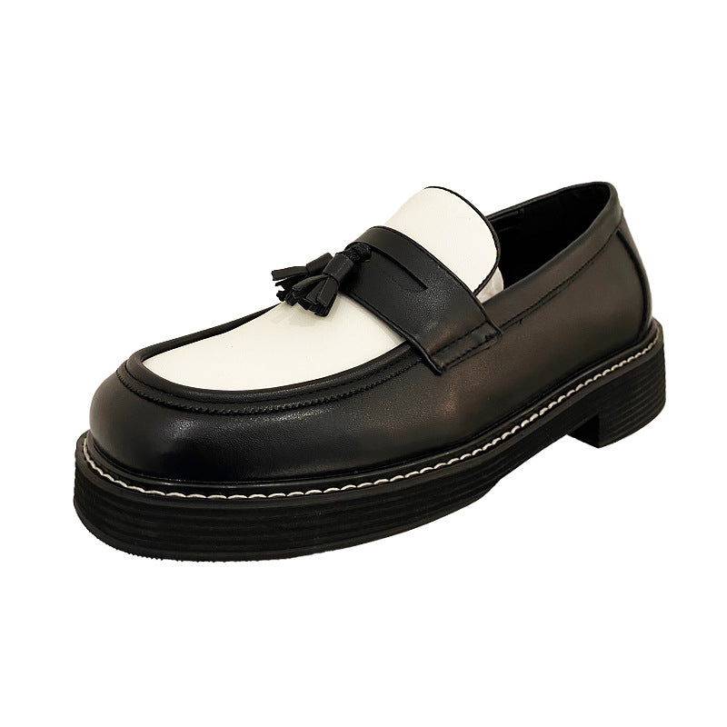 Leather Contrast Color Shoes Black
