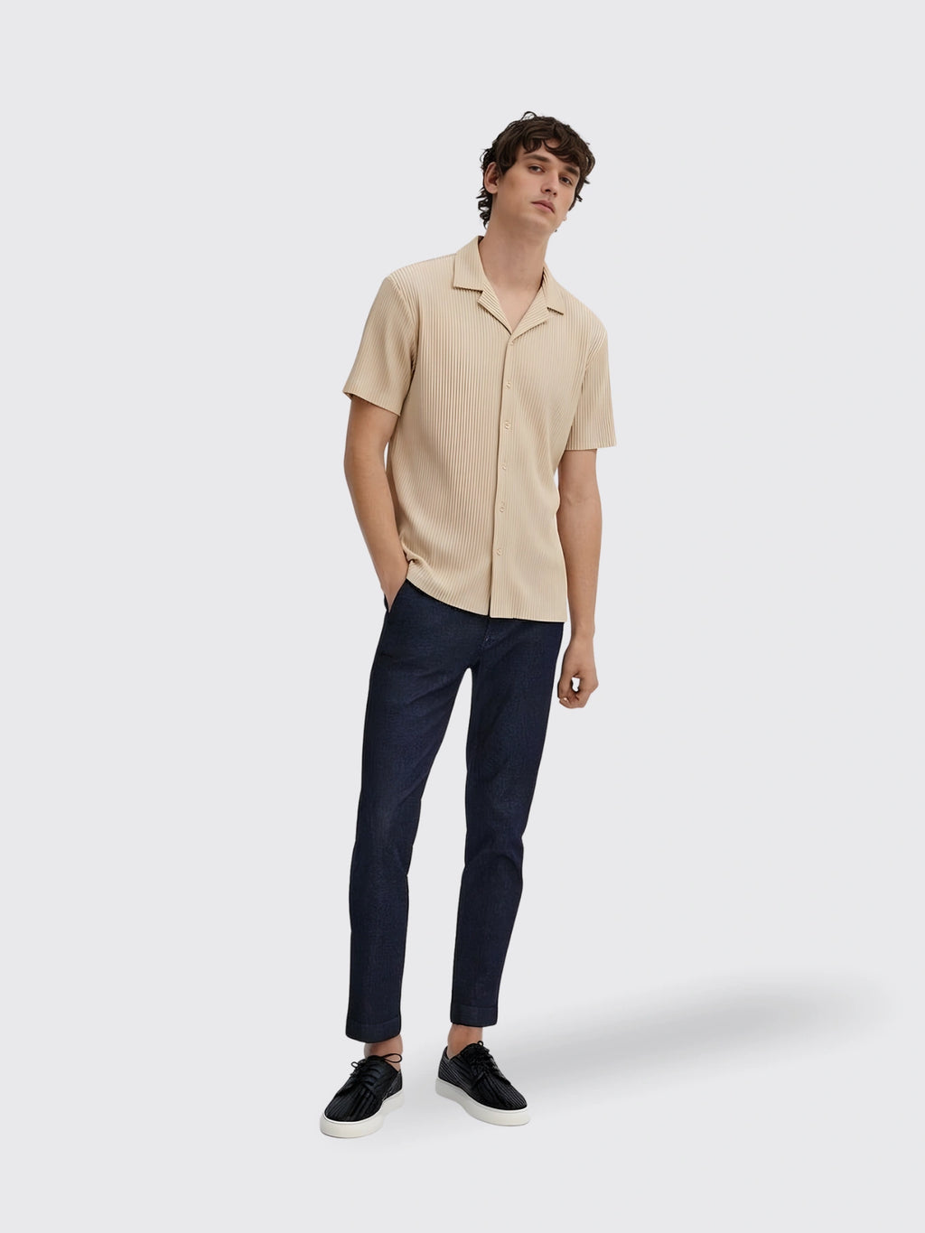 Solid-Color Casual Cardigan Shirt