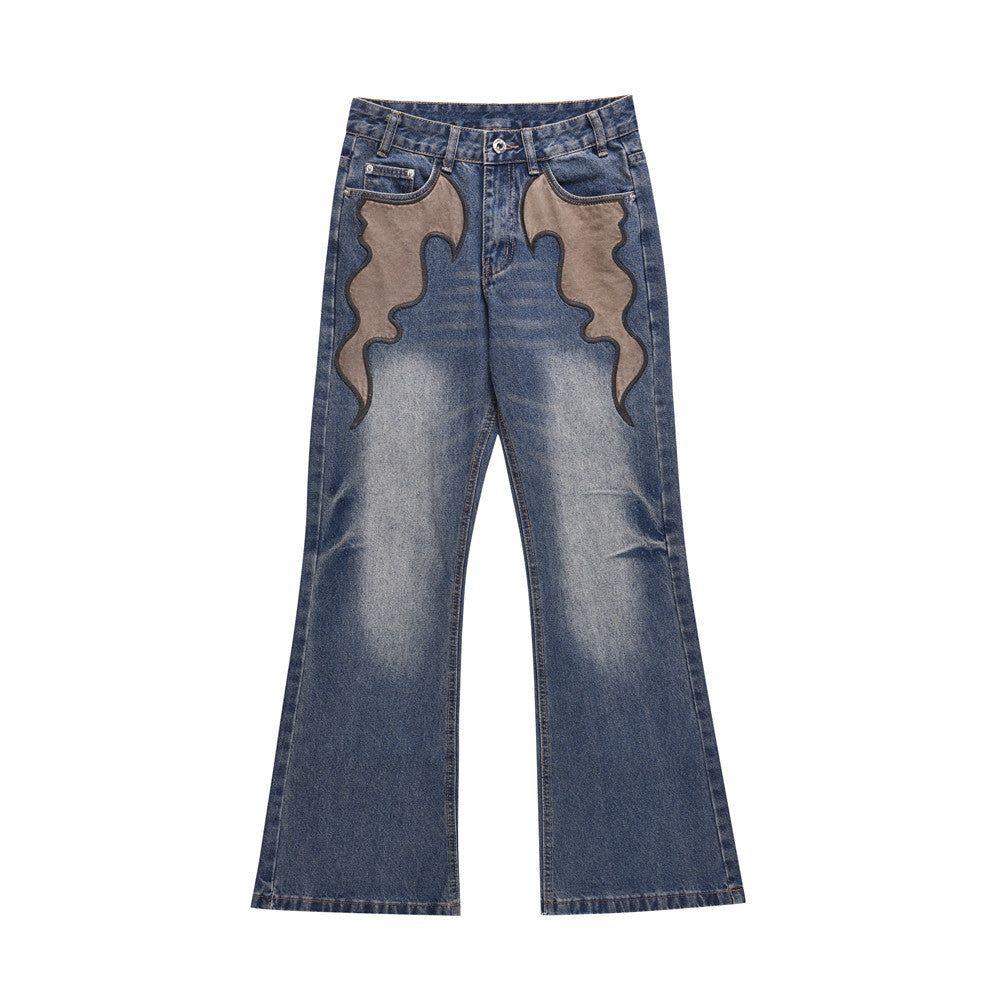 Fashion Horn Denim Pants Men Blue