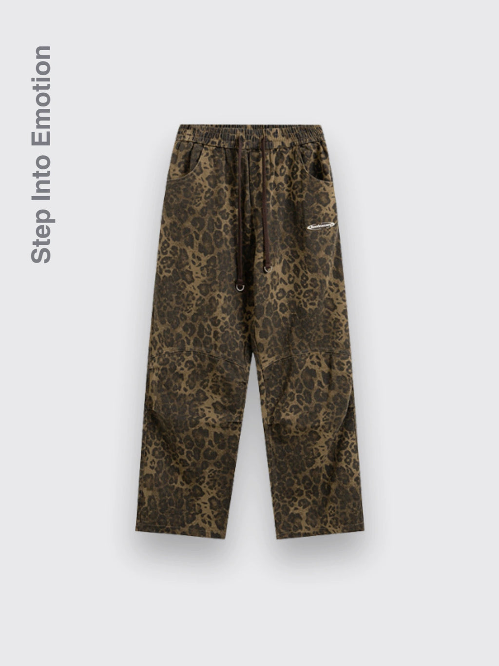 Leopard Print Elastic Waist Loose Wide Leg Pants Leopard Print L
