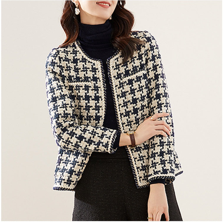 Houndstooth Small Fragrance Jacket Navy Blue