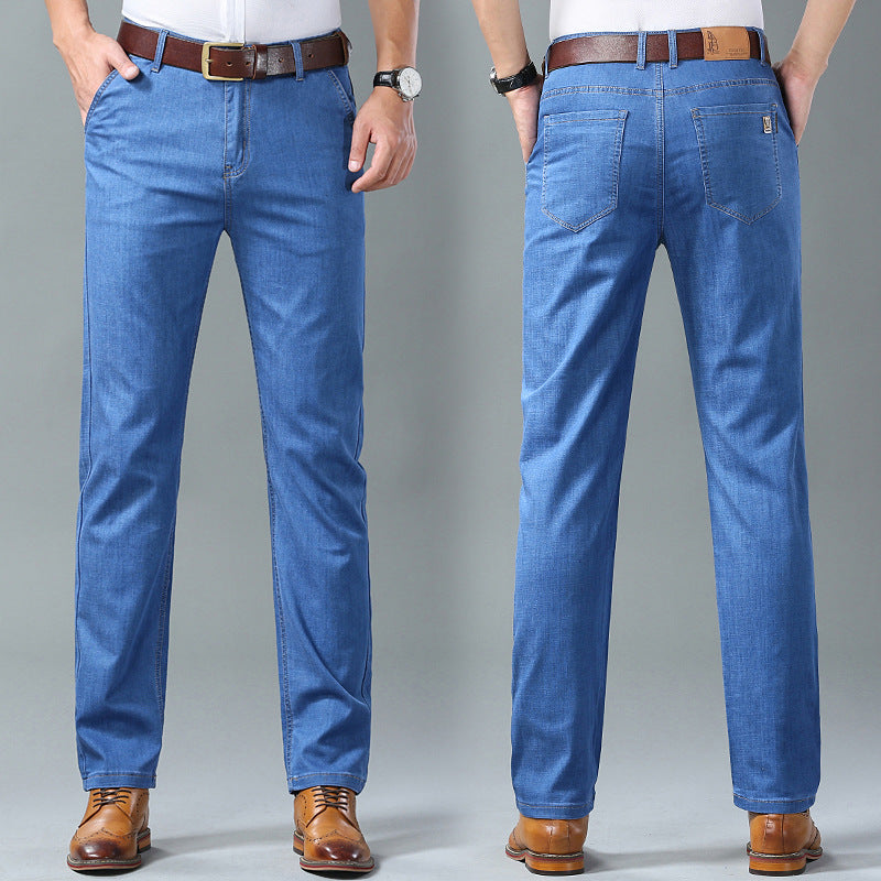 Denim Pants Loose Straight Leg Style For Middle Aged Men