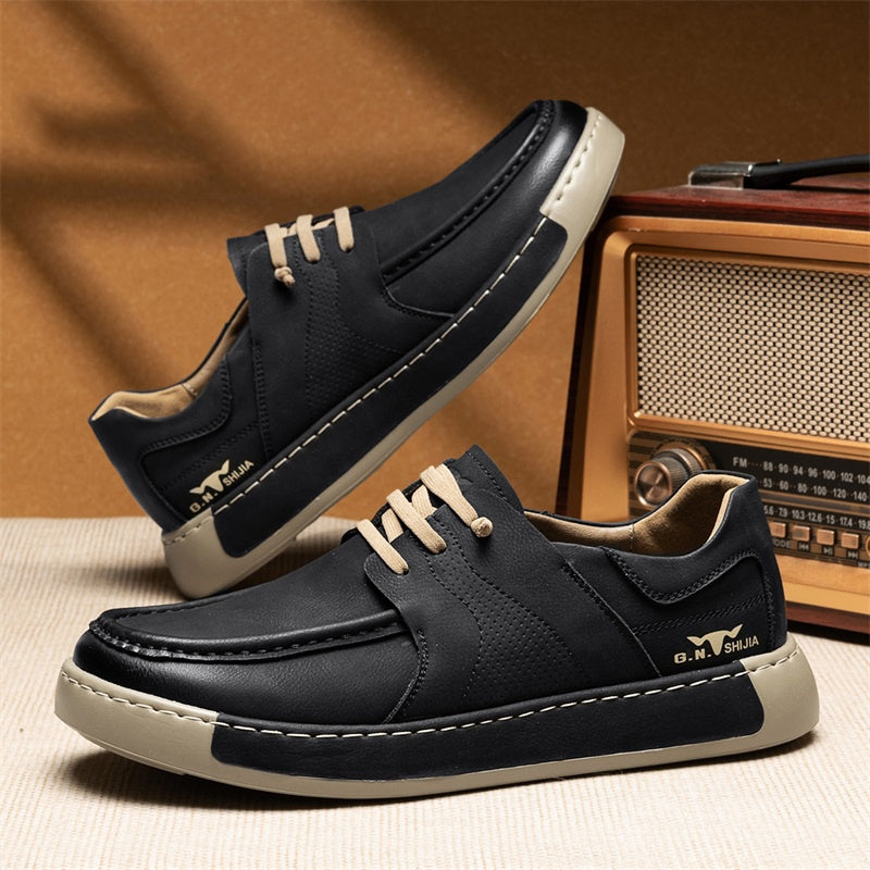 Leather Business Casual British Slip-on Shoes Black