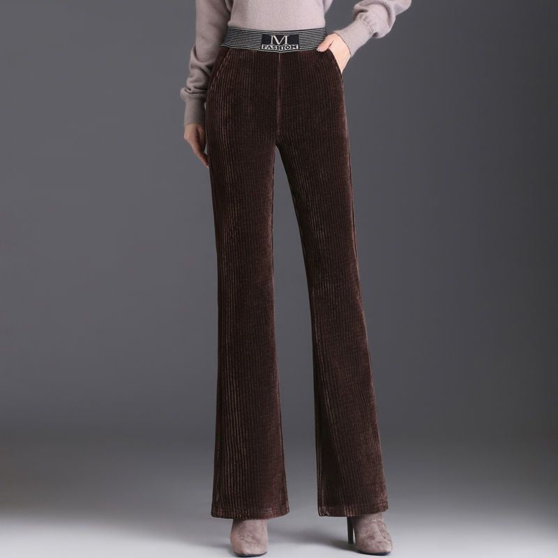 High Waist Wide Leg Pants Coffee Spring and Autumn