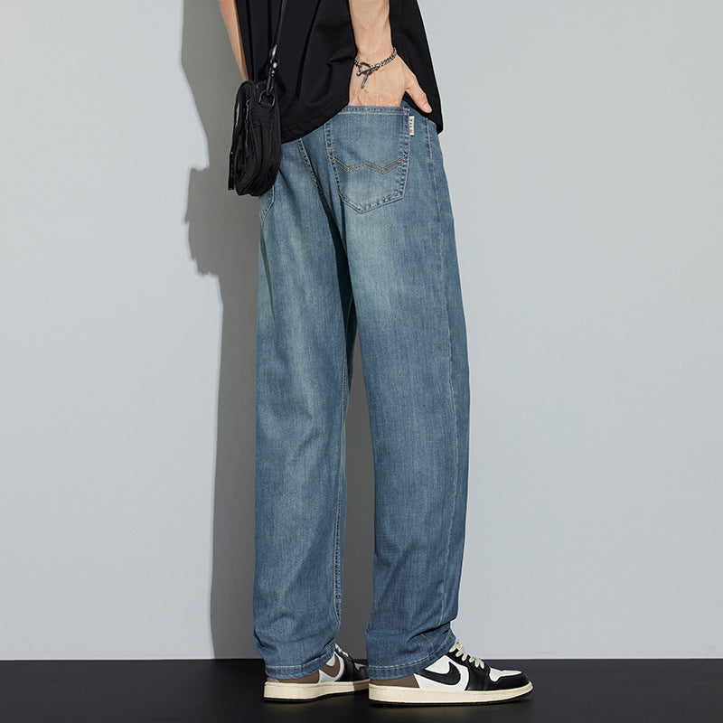 Cool-feeling Ice Silk Jeans For Men Retro Blue