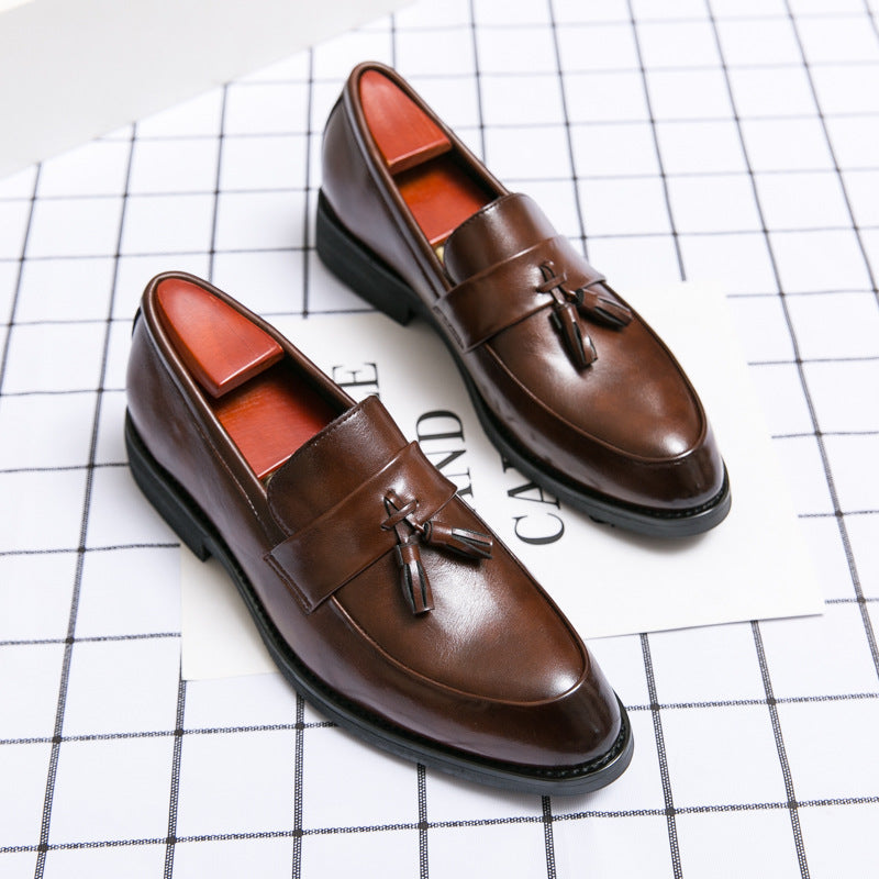 Casual Men Loafers Classic Tassel Men Leather Shoes Wedding Men Dress Bronze