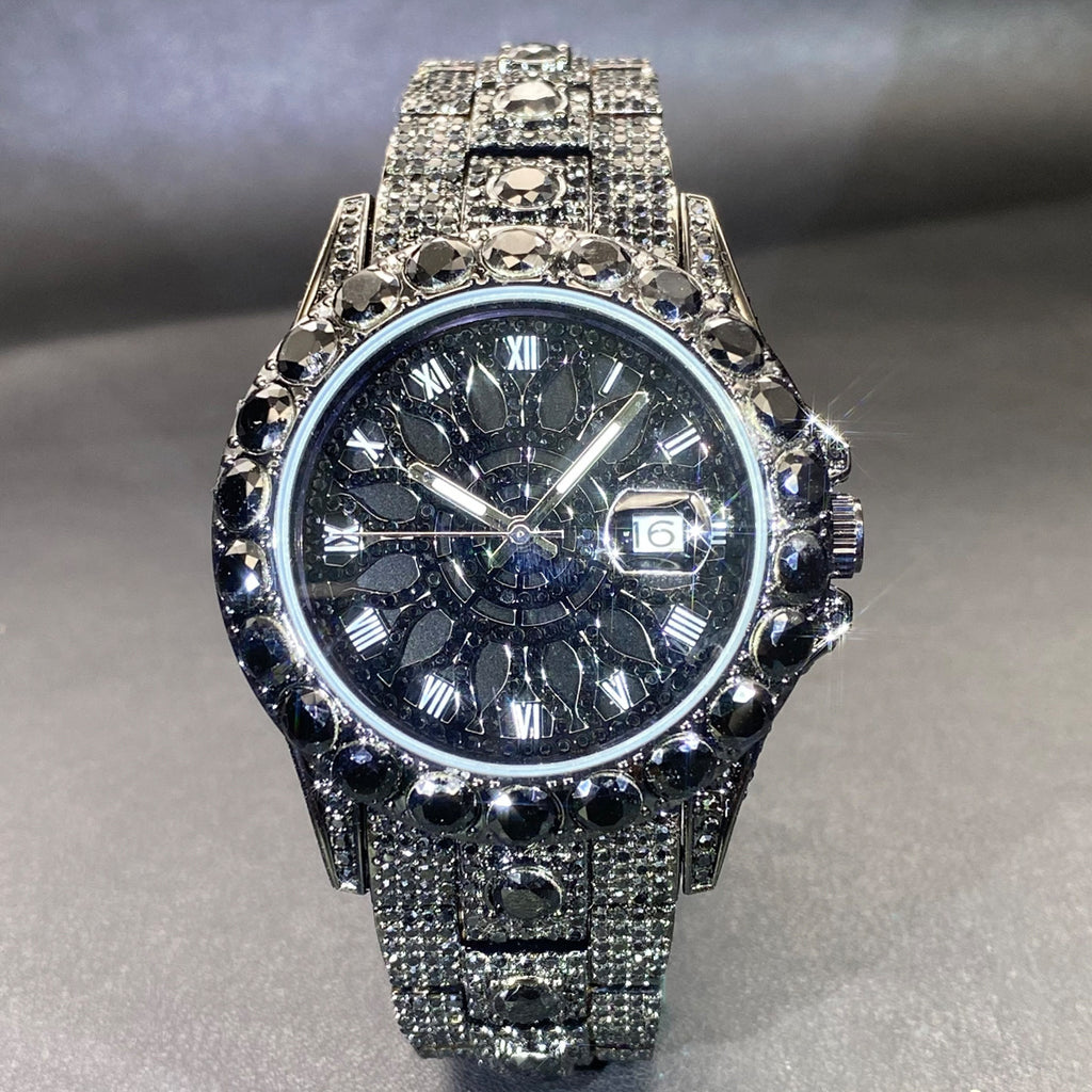 Men's Watch High-end, Fully Diamond-encrusted, Ultra-glitzy Black
