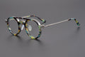 Personalized Couple Style Handmade Art Round Myopia Glasses Full Frame Plate Tide Amber green