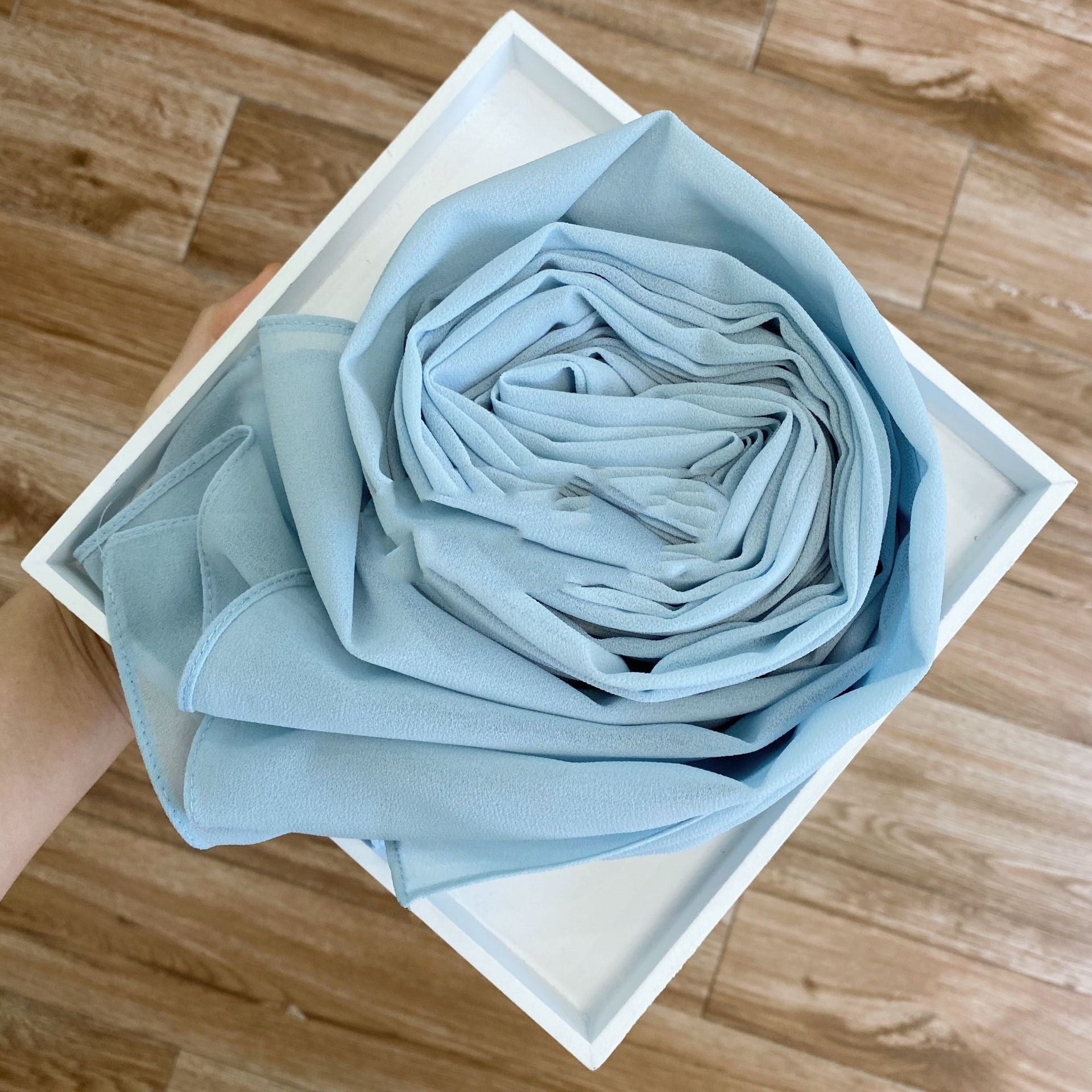 Women's Hijab Solid Pearl Chiffon Scarf Misty blue