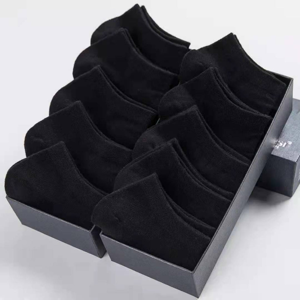Solid Color Men's Black And White Grey Ship Socks Black One size