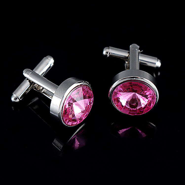 Multicolor French Men's Shirt Metal Cufflink Dark pink