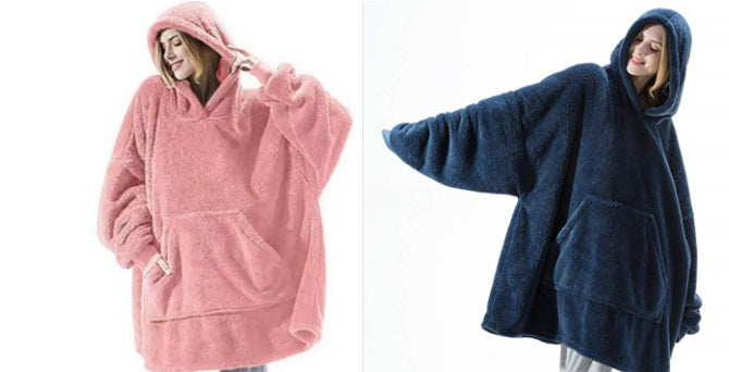 Hoodie Sweatshirt With Big Pocket Wearable Blanket