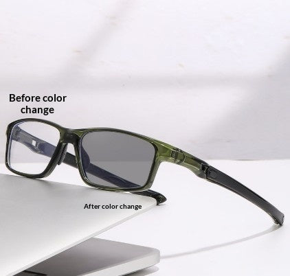 Temperature-Adjustable Blue-Light-Blocking Reading Glasses Olive Green Frame