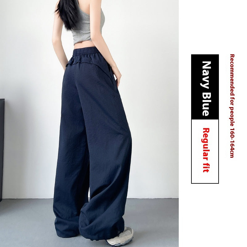 Cotton-like Wide-leg Sunscreen Pants Navy Blue Regular H17642