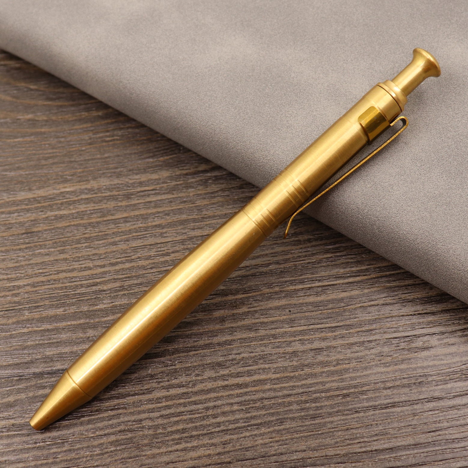 Retro Pure Copper Bolt Type Metal Tactical Pen Press Cylinder Brass Pen