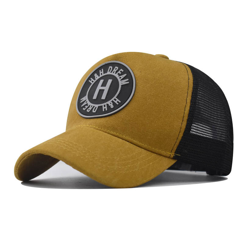 Embroidered Baseball Washed Old Peaked Cap H Yellow Adjustable