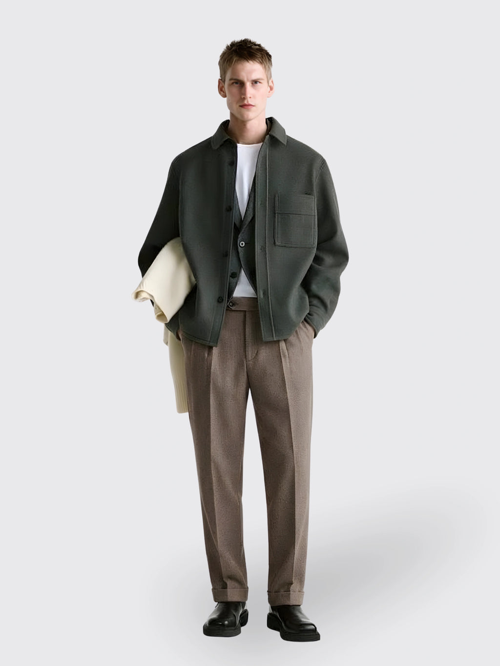 Houndstooth Wool Suit Pants For Men